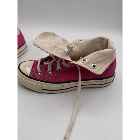 Converse High Tops Sneakers W5.5/ M3.5 Hot Pink Women's Unisex Retro Logo Fold - Picture 10 of 13
